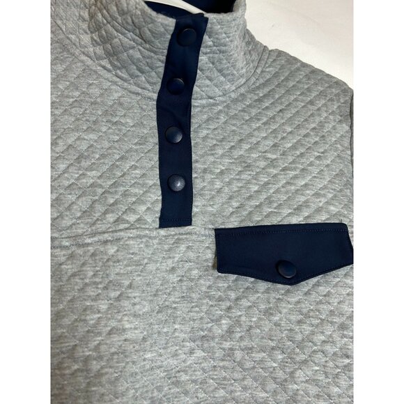 NWT MEROKEETY Button Quilted Patchwork Pullover Sweatshirt Women's Gray / Navy M - Picture 5 of 13